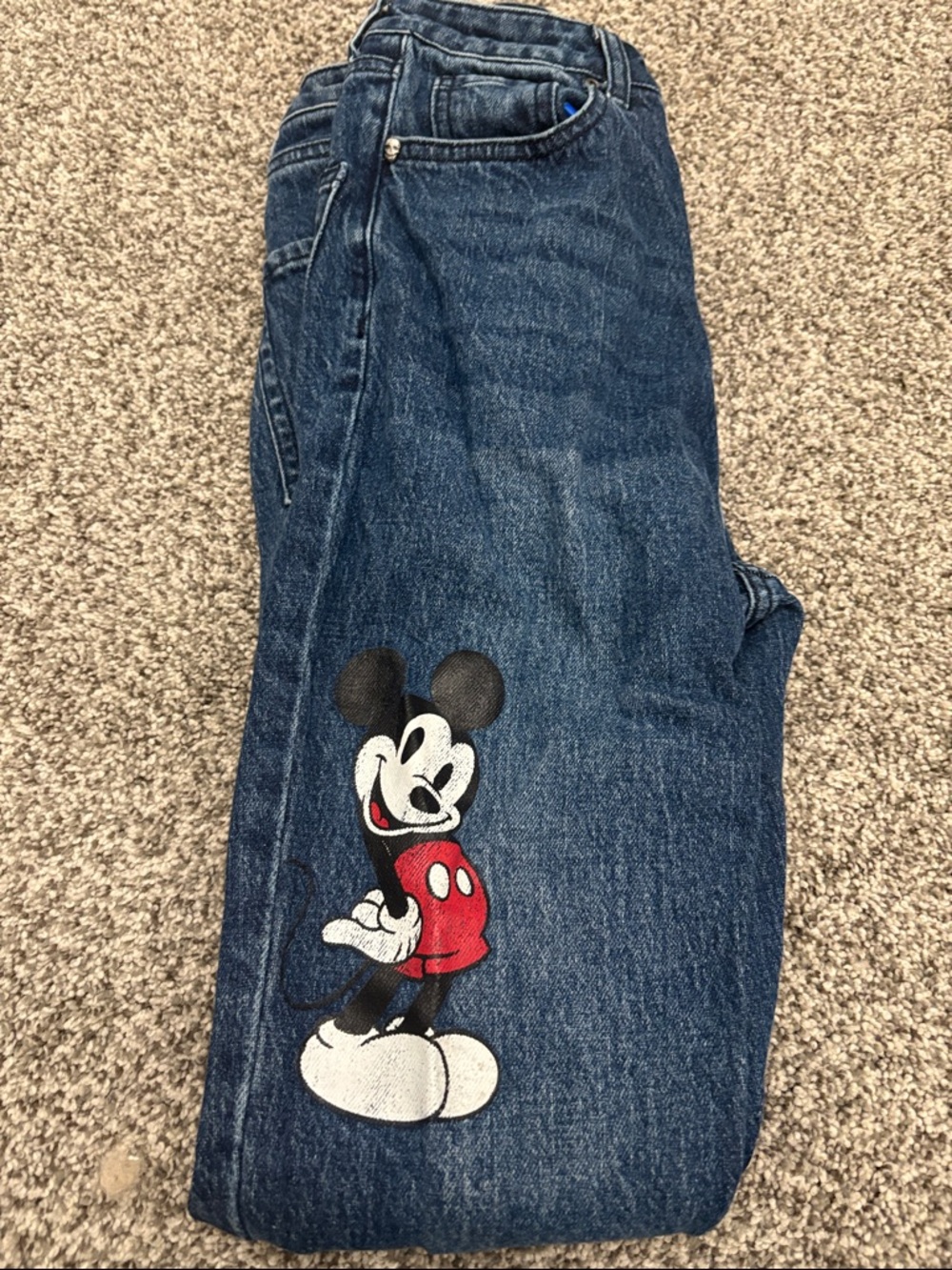 Her Universe Women's Skinny Jeans Dark Blue with Mickey Mouse Patch